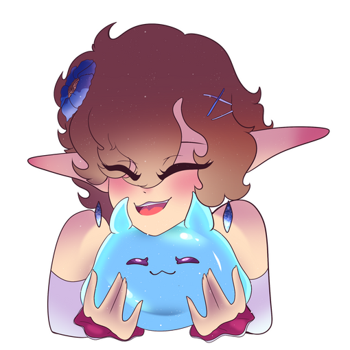 Elle holding her slime friend! (Unveiled)